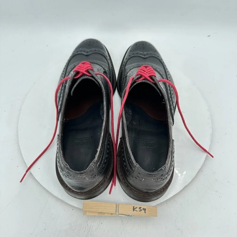 Allen Edmond Neumok Men Size 9.5D Black Leather Wingtip Oxford Dress Shoes